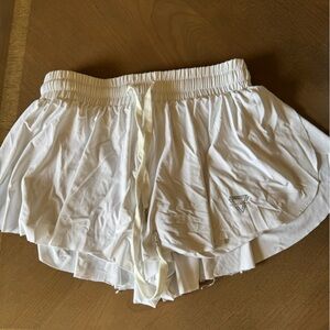 White Pleated Tennis Short
